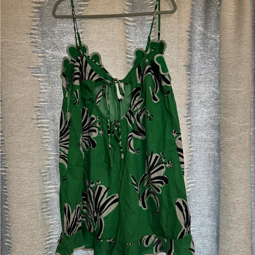 Green Floral Spaghetti-Strap Jumpsuit - Picture 5 of 7